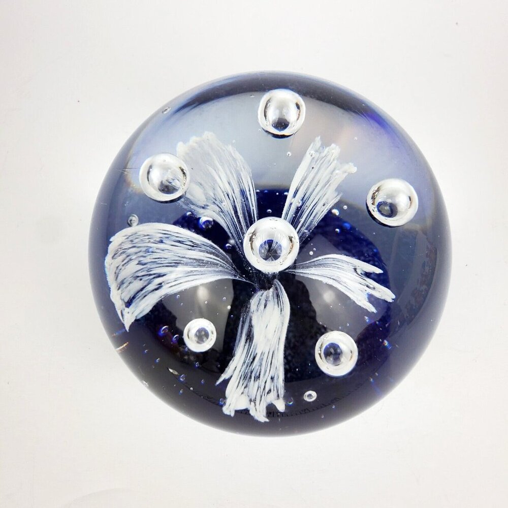 Dynasty Gallery Collections Around The World Flower Bubble Art Glass Paperweight